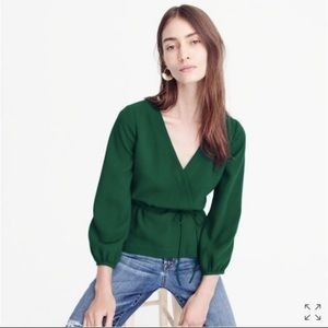 J. Crew Drapey crepe faux-wrap top